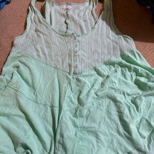 Urban Outfitters Cream and White Ribbed Sleeveless Tank Top